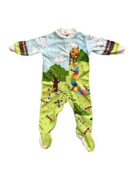 1981 Vintage Crayola One piece Footie Pajamas Large 19-27 Lbs Rainbow Colors